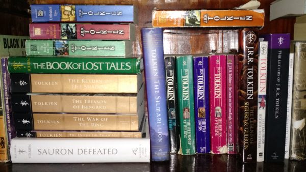 Tolkien books on shelf
